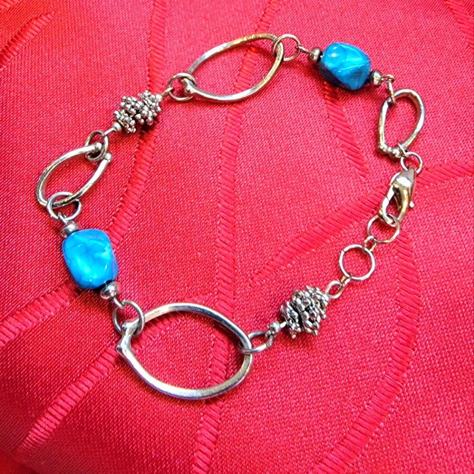 Blue And Silver Tone Bracelet 15$